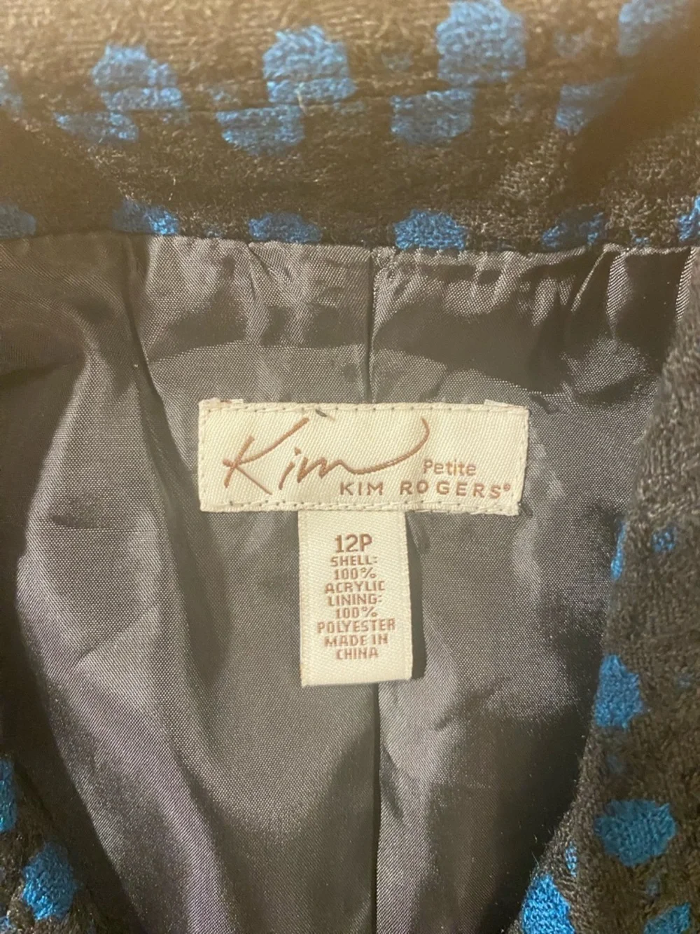Kim Rogers Blue Dot Acrylic Blend Blazer - Navy/Blue 12P (RC)
